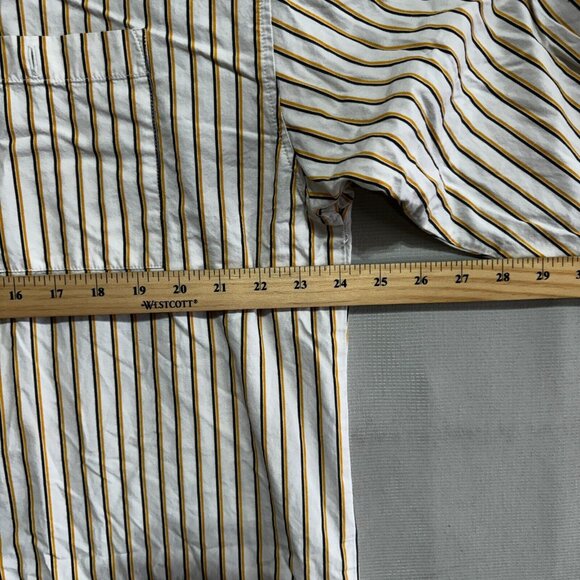 Akademiks Dress Shirt Men's XL Long Sleeve Orange White Striped 100% Cotton - Picture 11 of 16